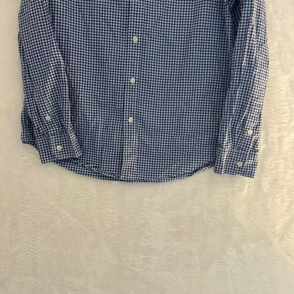 Ralph Lauren Boys XL 18-20 Gingham‎ Button Down Shirt Blue White Natural Stretch